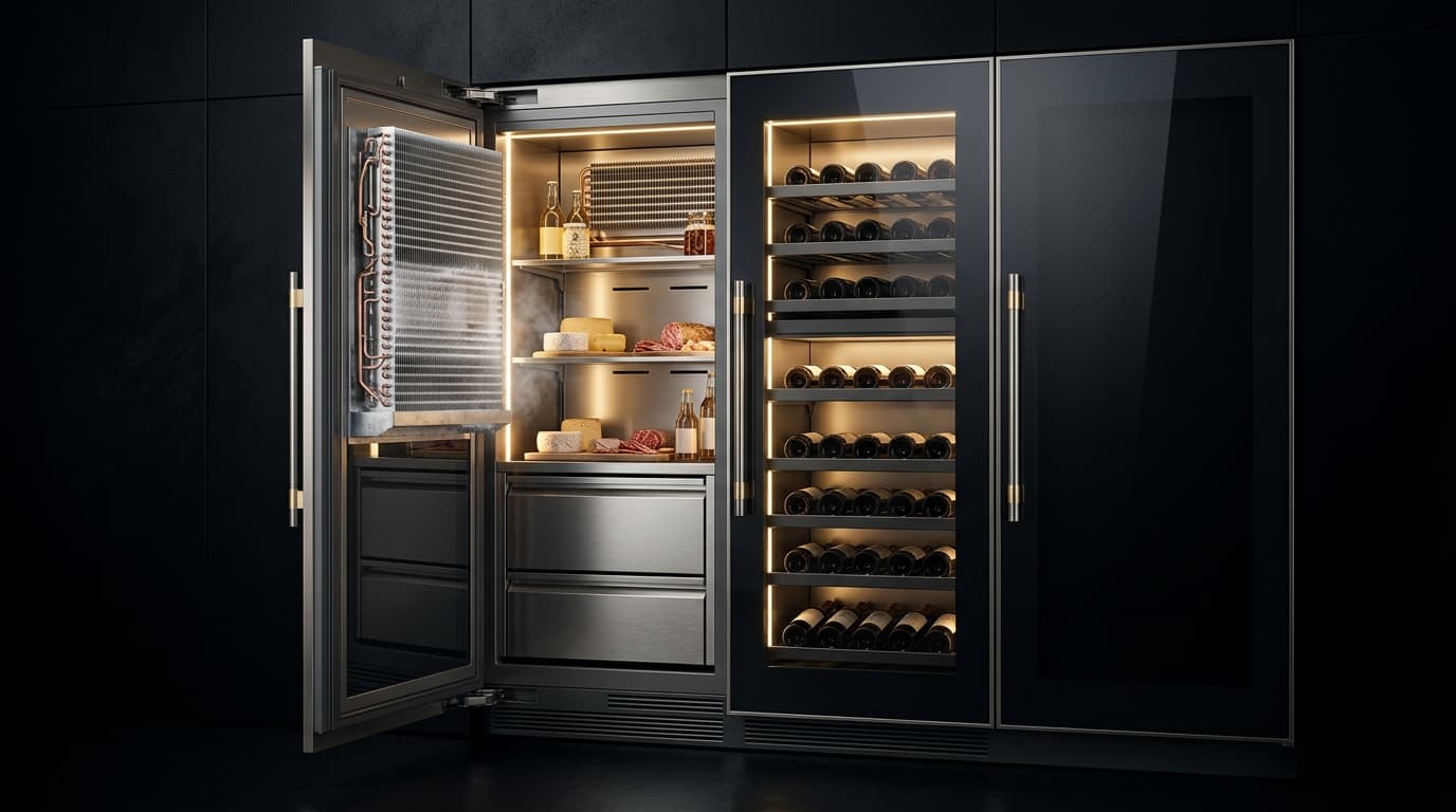 Frigorífico inteligente multipuerta monolítico en acero negro mate con doble zona de refrigeración